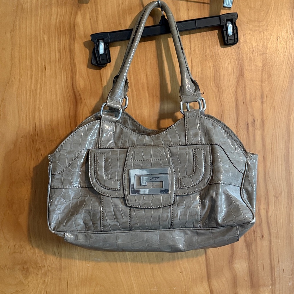Guess Embossed Gray Shoulder Bag